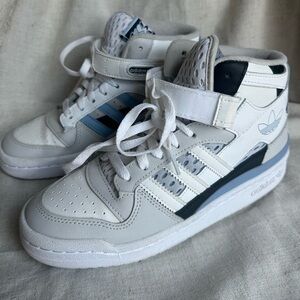 Adidas Forum Mid hightop gray and blue. Size 5.5 kids.